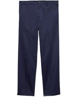 Prada Wide-Leg Cotton Chino Trousers - Blue