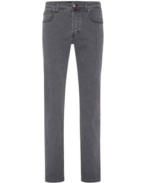 Billionaire Logo-Embroidered Straight-Leg Jeans - Grey