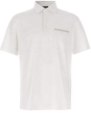 ZEGNA Poloshirt aus Piqué mit Satinpaspeln - Weiß