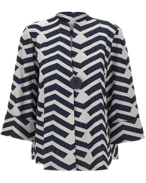 Joseph Ribkoff Geometric-Pattern Crinkled Jacket - Blue