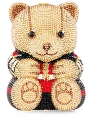 Judith Leiber Teddy Bear Albert Crystal-Embellished Mini Bag - Natural
