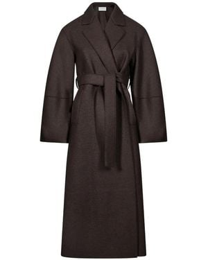 Harris Wharf London Belted Balloon-Sleeve Oversized Coat - Black