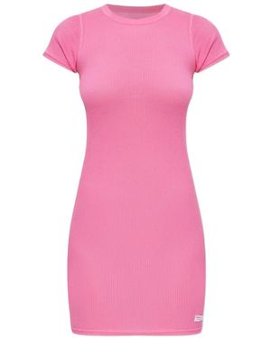 Alexander Wang Ribbed Short-Sleeve Dress - Pink