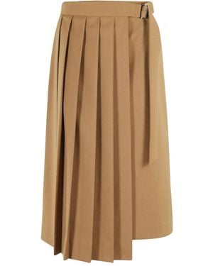 Tela Pleated Asymmetric Skirt - Natural