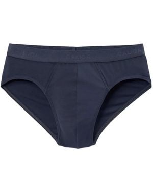 CALIDA Branded-Waistband Briefs - Blue