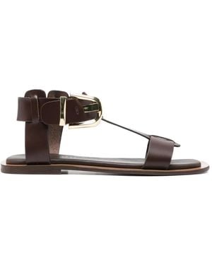 Bibi Lou Buckle Leather Sandals - White