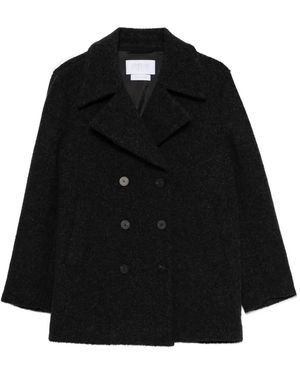 Harris Wharf London Double-Breasted Wool Coat - Black