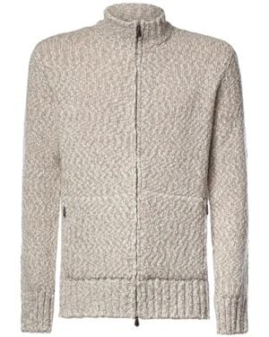 Eleventy Zip-Up Chunky-Knit Sweater - White