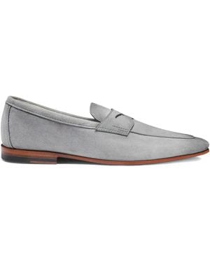 Santoni Carlos Suede Leather Penny Loafers - Grey