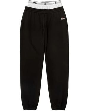 HOMMEGIRLS X Fruit Of The Loom Layered-Waistband Logo-Patch Track Trousers - Black