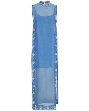 ALÉMAIS Yasmeen Bead-Embellishment Midi Dress - Blue