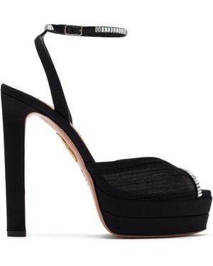 Aquazzura 130Mm Crystal-Embellished Platform Sandals - Black