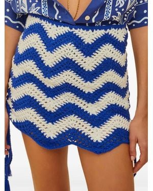 FARM Rio Chevron Tassel Mini Skirt - Blue