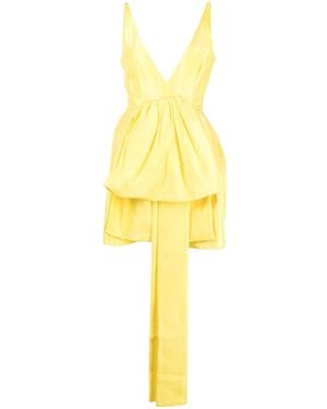 Oroton V-Neck Ruffled Mini Dress - Yellow