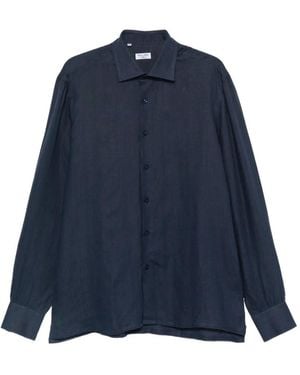 Cesare Attolini Spread-Collar Button-Up Shirt - Blue