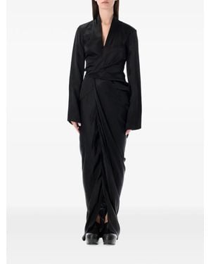 Rick Owens Long Wrap Gown - Black