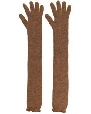 Max Mara Fine-Knit Long Gloves - Brown