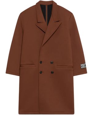 Gcds Logo-Patch Double-Breasted Coat - Brown