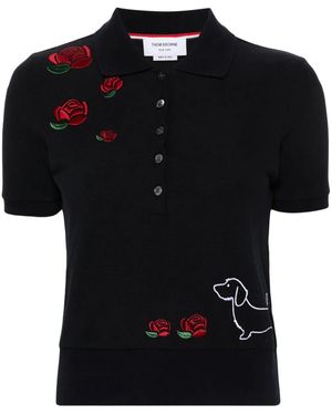 Thom Browne Polo Con Ricamo - Nero