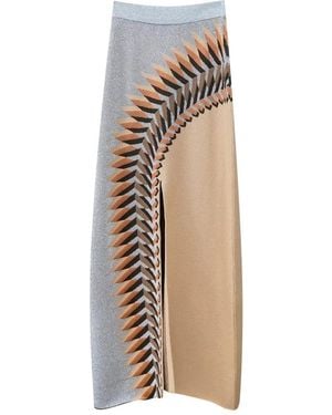 Rabanne Graphic-Print Side-Slit Maxi Skirt - White