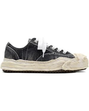Maison Mihara Yasuhiro Hank Bleach-Denim Low-Top Trainers - Black