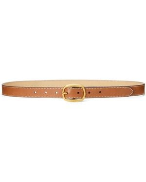 Polo Ralph Lauren Oval-Buckle Leather Belt - Natural