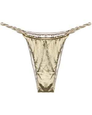 Isa Boulder Braided-Straps Reversible Bikini Bottoms - White