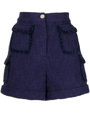 Edward Achour Paris Tweed Pocketed Shorts - Blue