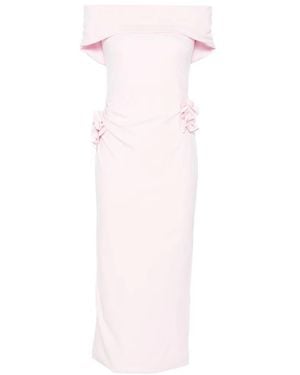 Roland Mouret Floral-Appliqué Ruched Dress - Pink