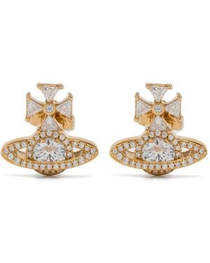 Vivienne Westwood Orb Cross Ohrringe Mit Cubic Zirkonia - Mettallic