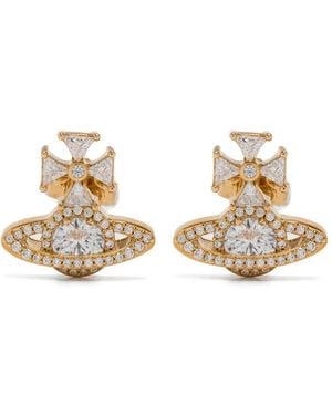 Vivienne Westwood Orb Cross Ohrringe Mit Cubic Zirkonia - Mettallic