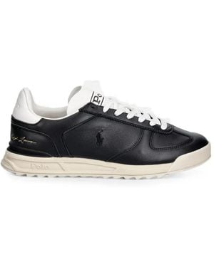 Polo Ralph Lauren Varick Logo-Debossed Leather Trainers - Black