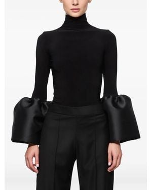 Atu Body Couture High-Neck Bell-Sleeve Top - Black