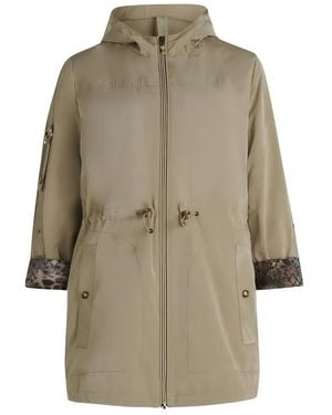 Betty Barclay Hooded Leopard-Print Detail Coat - Natural