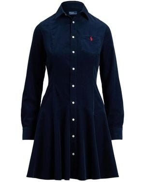 Polo Ralph Lauren Corduroy Shirt Mini Dress - Blue