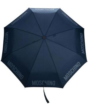 Moschino Logo-Print Compact Umbrella - Blue