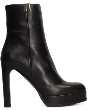 Chantal Platform Leather Ankle Boots - Black