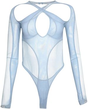 Mugler Body Con Dettaglio Cut-Out - Blu