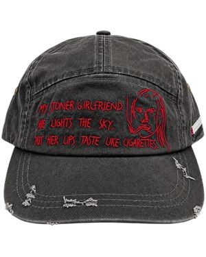 Bottega Desires Embroidered Distressed Baseball Cap - Grey
