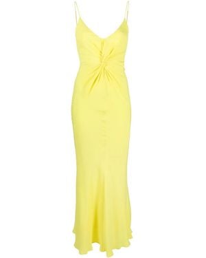 MSGM Langes Kleid mit Knoten - Gelb