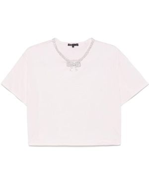 Maje Embellished-Neck T-Shirt - Pink