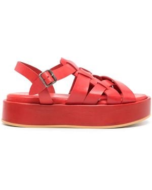 Moma Arizona Raw Leather Sandals - Red