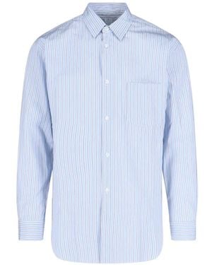 Comme des Garçons Chemise Rayée À Poche Poitrine - Blue