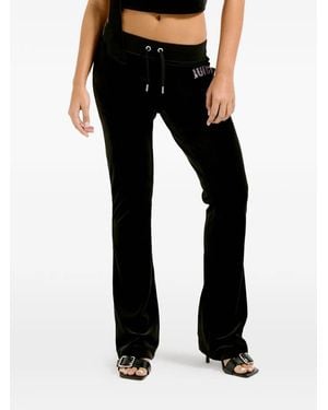 Juicy Couture Diamanté Impact Velour Track Trousers - Black