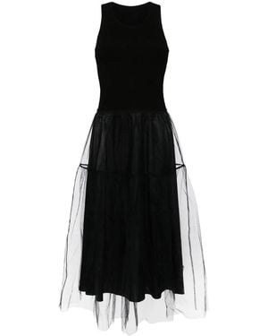 JNBY Tulle-Inserts Midi Dress - Black