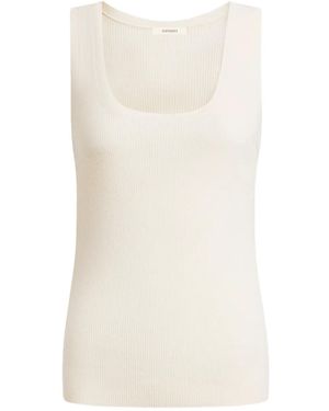 12 STOREEZ Ribbed Merino Tank Top - White