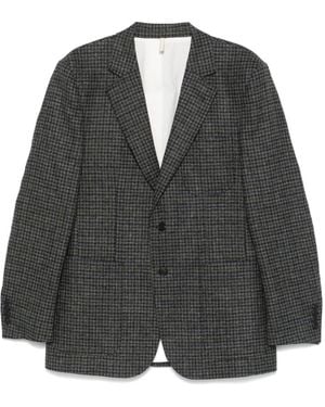 sunflower Wool Houndstooth Notched-Lapel Blazer - Black