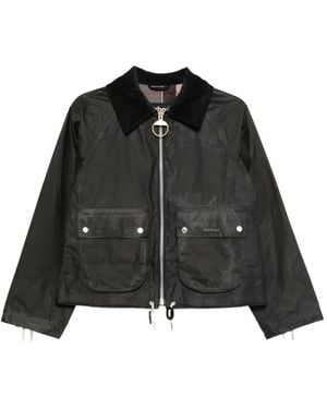 Barbour Corduroy-Collar Waxed Jacket - Black