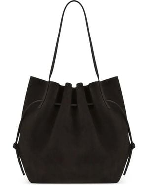 Yuzefi Scallop Draped Suede Shoulder Bag - Black