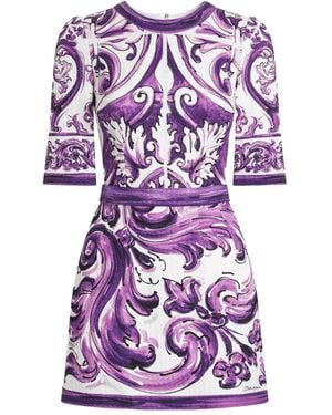 Dolce & Gabbana Graphic-Print Mini Dress - Purple